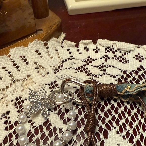 Heart Pendant and denim  bag charm - Picture 2 of 4